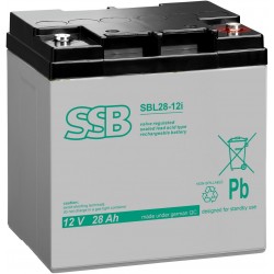 Ssb Agm Lead Acid Battery 12v 28ah, Lifetime 10-12 Years, M5 Connector